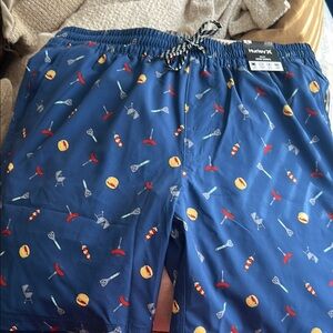 HURLEY Blue BBQ Print Swim Shorts